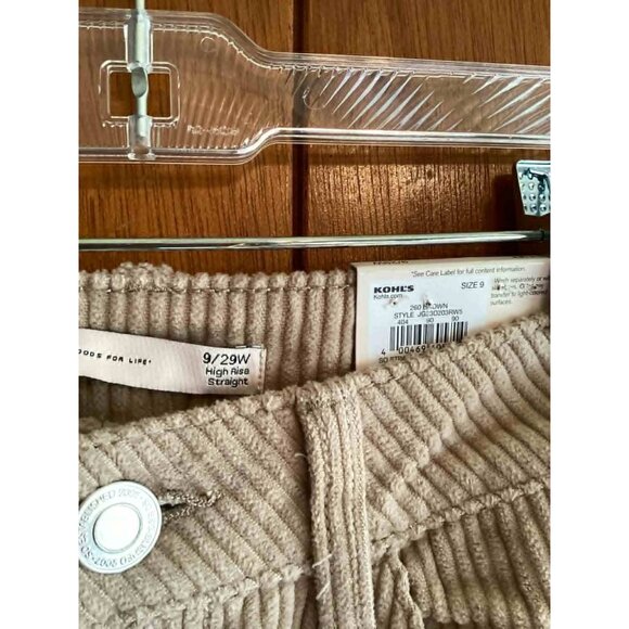 SO Goods For Life Corduroy Pants High Rise Straight Juniors 9 Beige Pockets - Picture 2 of 3